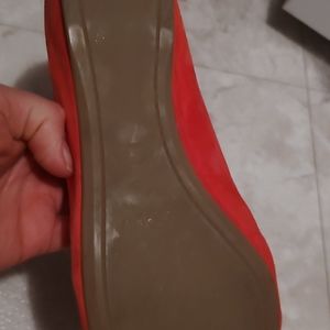 Bright coral pink J Crew flats